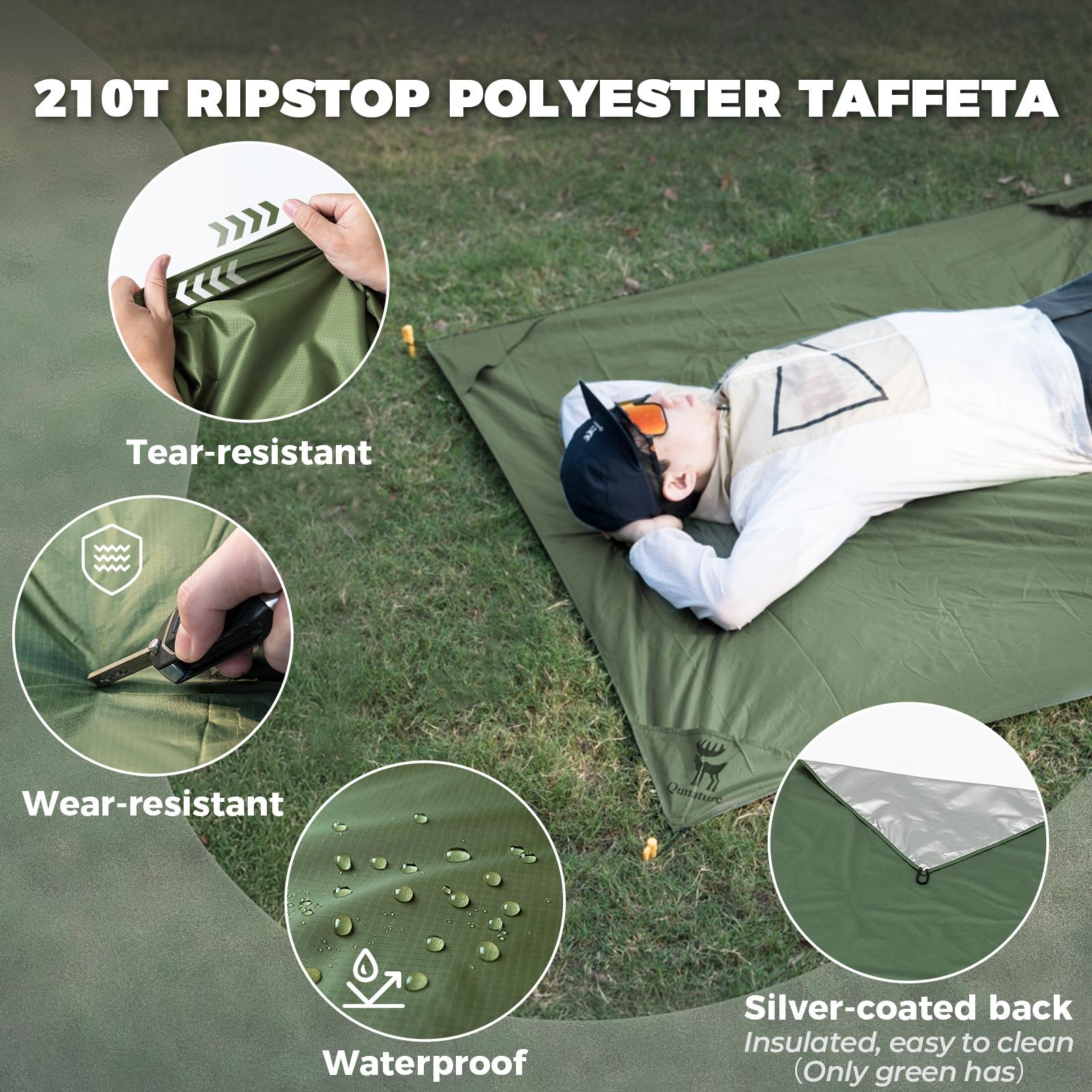 ROCKBROS Manta de picnic mini ligera y plegable – impermeable, a prueba de viento y portátil para acampada, parque, playa, picnic al aire libre – con mosquetón y estacas, compacta y resistente para llevar