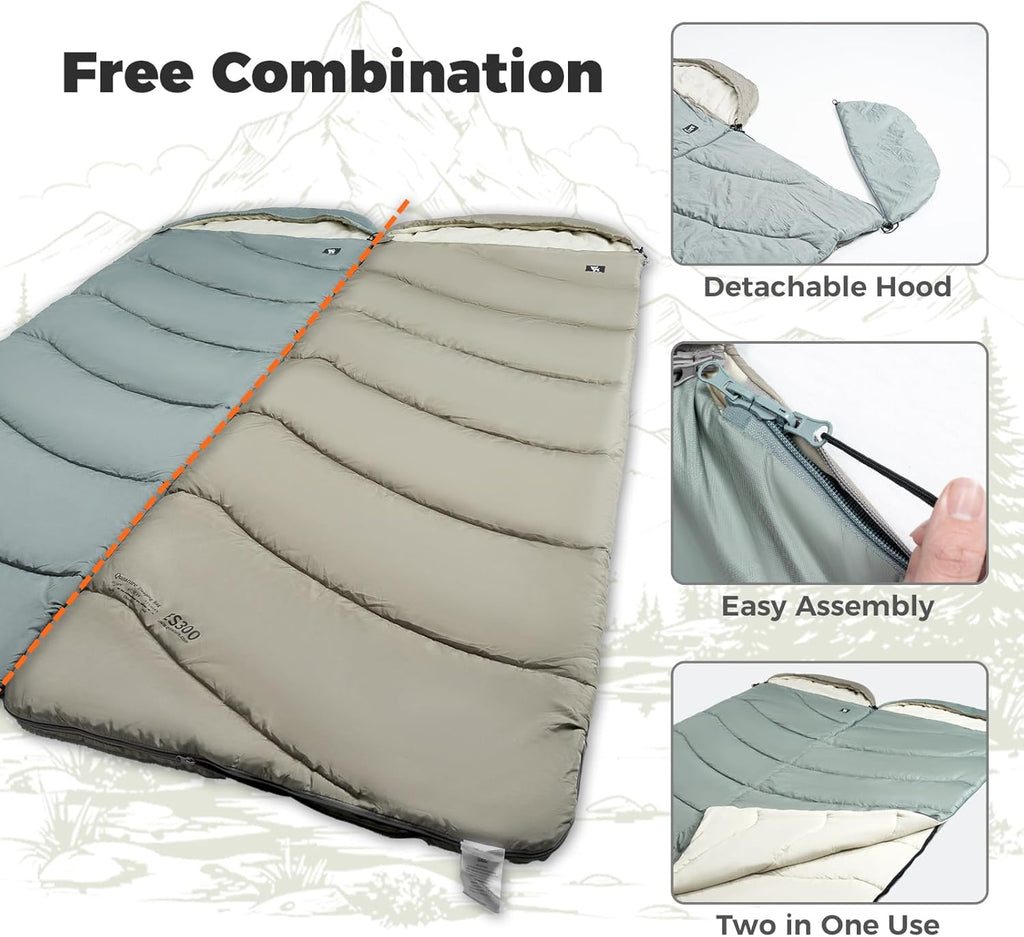 ROCKBROS saco de dormir ultraligero 4 estaciones 6-12°C para adultos al aire libre camping calidez de invierno protección contra el frío portátil hogar persona individual manta con cremallera
