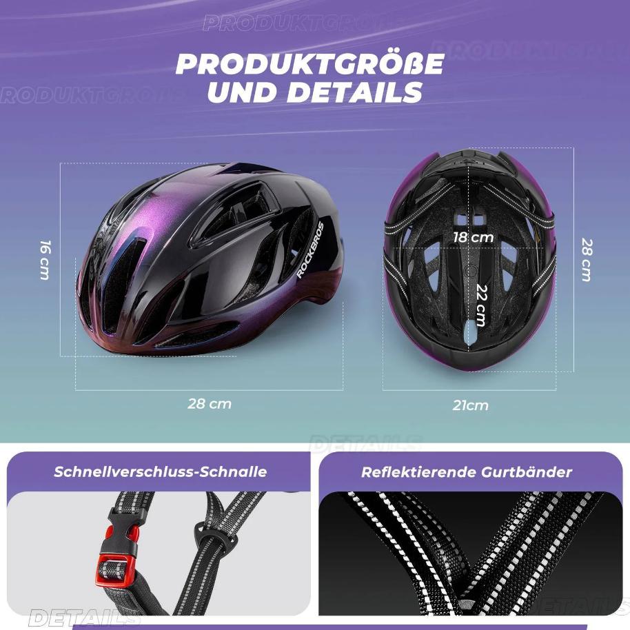 ROCKBROS Casco de bicicleta certificado CE 58-62 cm Casco urbano ajustable Ventilación Unisex Carcasa de policarbonato (PC) y forro de EPS Materiales de alta calidad Acolchado desmontable y correa de barbilla