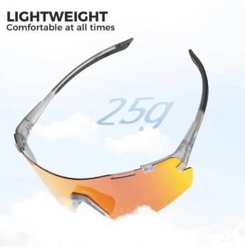 ROCKBROS Road-to-Sky BOUNDLESS Gafas de Ciclismo Fotocromáticas – Cristales & Varillas Intercambiables, TAC Polarizadas & Revestimiento REVO, Protección UV400, Ultraligeras 25g Montura TR, Ergonómicas, Ideales para Ciclismo, Correr, Senderismo & Exterior