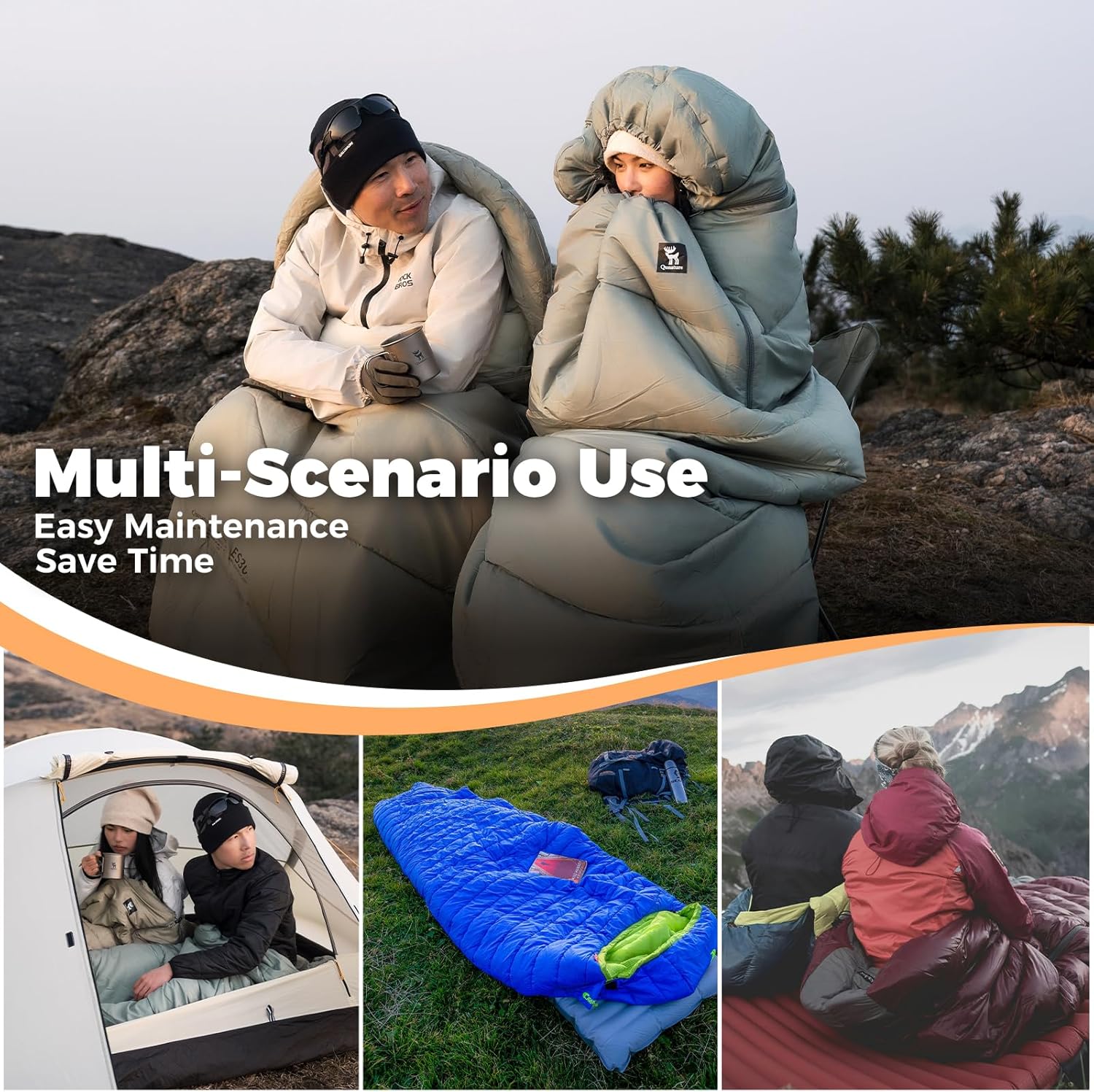 ROCKBROS saco de dormir ultraligero 4 estaciones 6-12°C para adultos al aire libre camping calidez de invierno protección contra el frío portátil hogar persona individual manta con cremallera