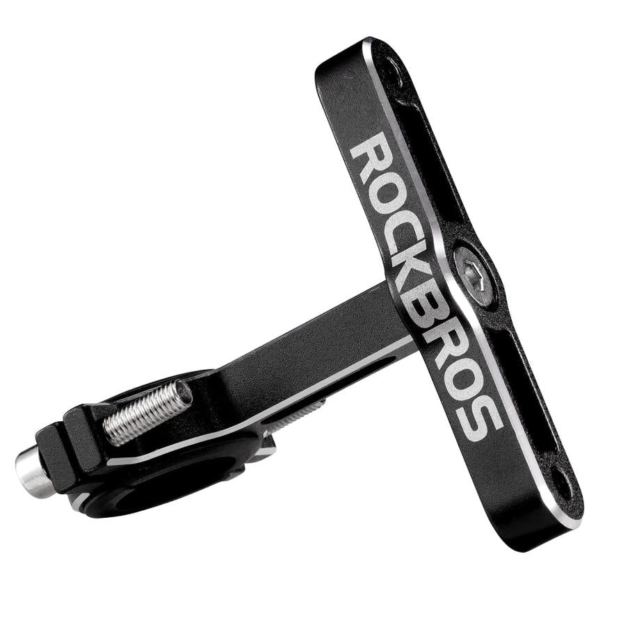 ROCKBROS soporte de botella universal para bicicleta, aleación de aluminio de alta calidad, giratorio a 90°, incluye almohadilla adaptador y goma, compatible con diámetros de 21–31,8 mm, adaptador para bicicleta y motocicleta
