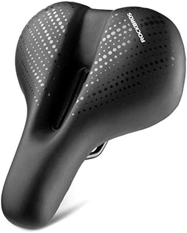 ROCKBROS Sillín de Bicicleta Cómodo Ancho Sillín de Bicicleta Transpirable Hueco Cojín de Espuma Viscoelástica para Bicicleta de Ciudad/Trekking/Carretera/Montaña Hombres Mujeres