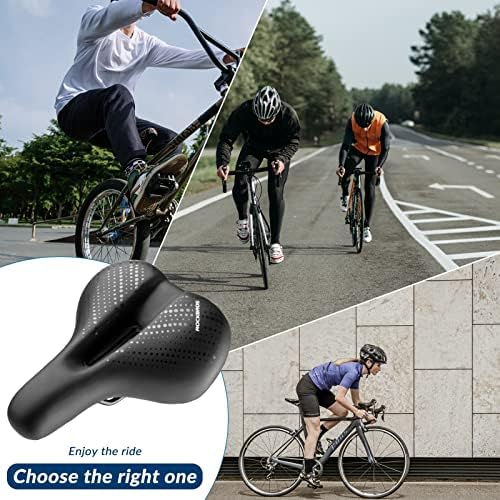 ROCKBROS Sillín de Bicicleta Cómodo Ancho Sillín de Bicicleta Transpirable Hueco Cojín de Espuma Viscoelástica para Bicicleta de Ciudad/Trekking/Carretera/Montaña Hombres Mujeres