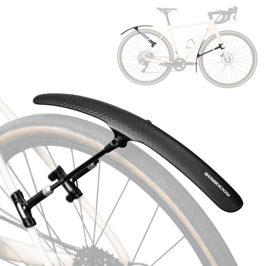ROCKBROS set de guardabarros para bicicleta 27,5", liberación rápida, ligeros para bici de carretera y MTB, ángulo ajustable, protección contra salpicaduras rápida, material de PP para lluvia, gravel, desplazamientos y ciclismo al aire libre