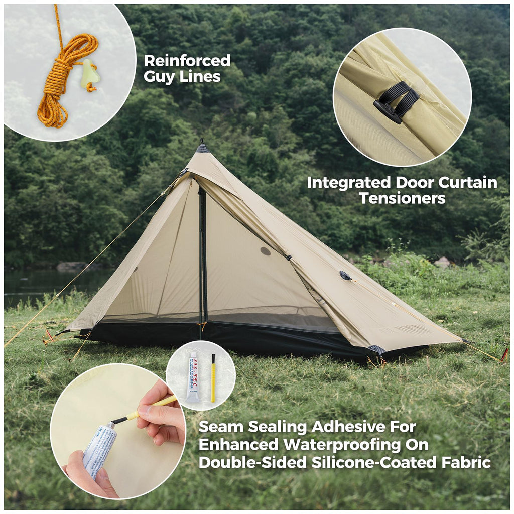 ROCKBROS tienda de campaña para exterior, impermeable, 20D, recubierta de silicona, sin estacas, con estructura de malla y diseño resistente a las roturas, para trekking y motocicleta