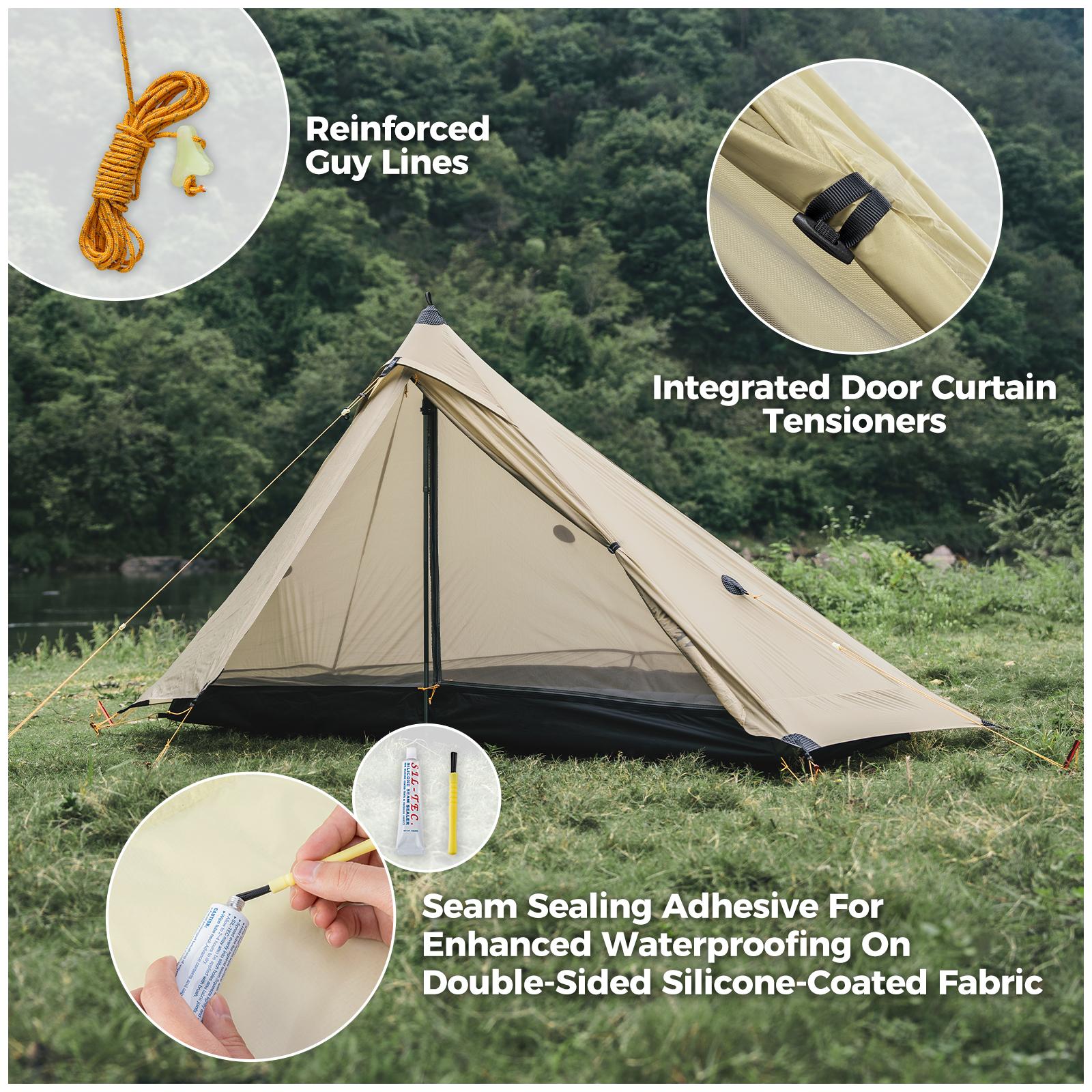 ROCKBROS tienda de campaña para exterior, impermeable, 20D, recubierta de silicona, sin estacas, con estructura de malla y diseño resistente a las roturas, para trekking y motocicleta