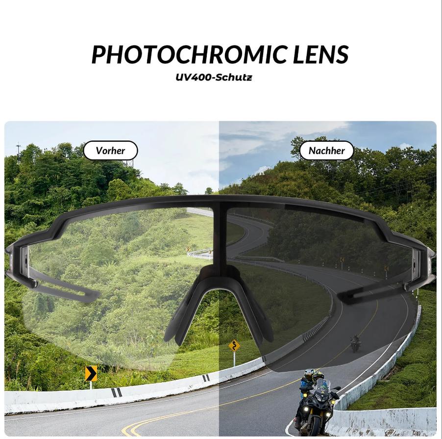 Gafas de bicicleta UV400 fotocromáticas para hombres y mujeres