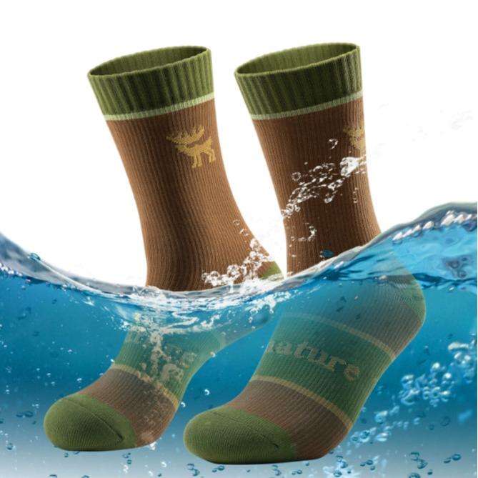 ROCKBROS Qunature Nature calcetines impermeables para exteriores - transpirables, cortavientos, resistentes al desgaste y antideslizantes - 85% algodón - con amortiguación de impactos y absorbentes de humedad