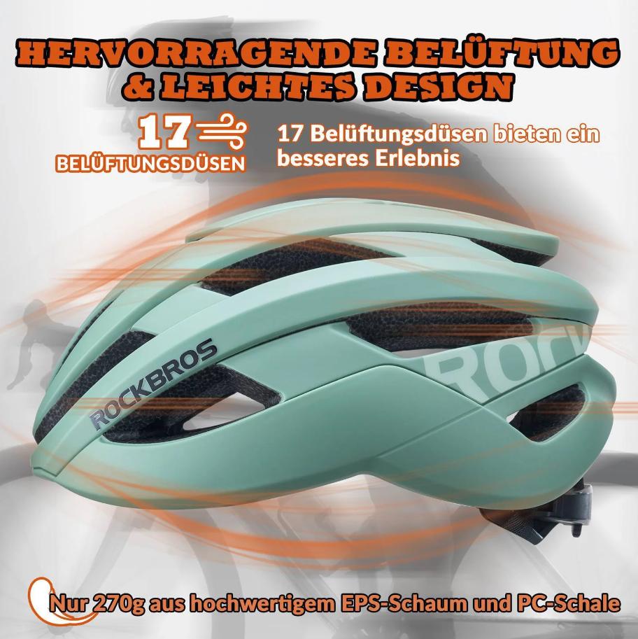 ROCKBROS Casco de bicicleta certificado CE para ciclismo deportivo y MTB, casco protector transpirable, material PC+EPS resistente a impactos, ventilado y ajustable con flexibilidad, talla 54–58 cm