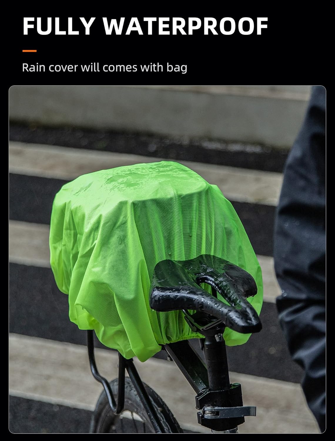 ROCKBROS Bolsa de Portaequipajes para Bicicleta 9L Impermeable con Cubierta de Lluvia y Correa de Hombro Cintas Reflectantes y 4 Correas Ajustables con Cierre de Velcro para Mayor Seguridad y Estabilidad
