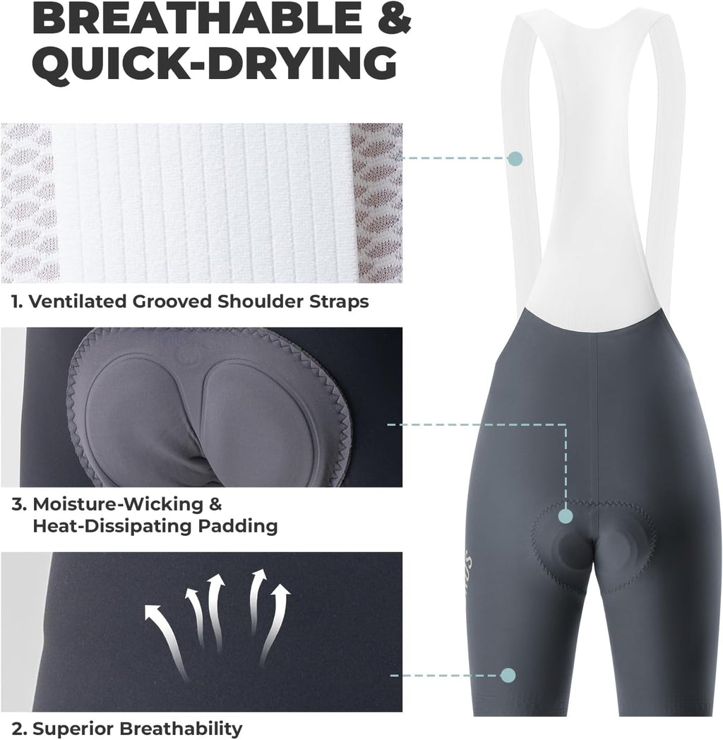 Pantalón de ciclismo ROCKBROS con bragueta acolchada, shorts bib para hombre, pantalón corto de bicicleta, pantalones con tirantes transpirables y de secado rápido para ciclismo en carretera y MTB