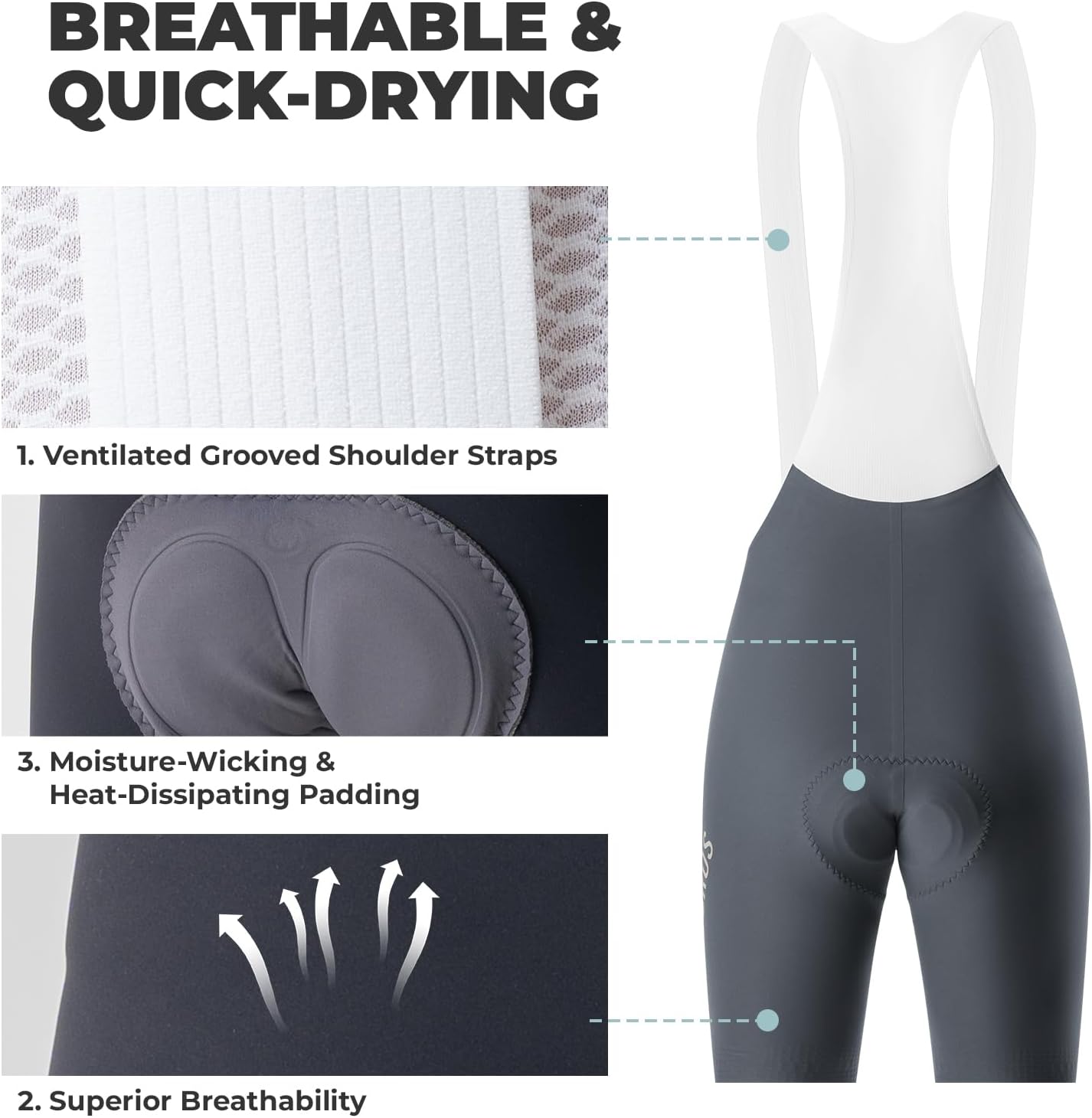 Pantalón de ciclismo ROCKBROS con bragueta acolchada, shorts bib para hombre, pantalón corto de bicicleta, pantalones con tirantes transpirables y de secado rápido para ciclismo en carretera y MTB