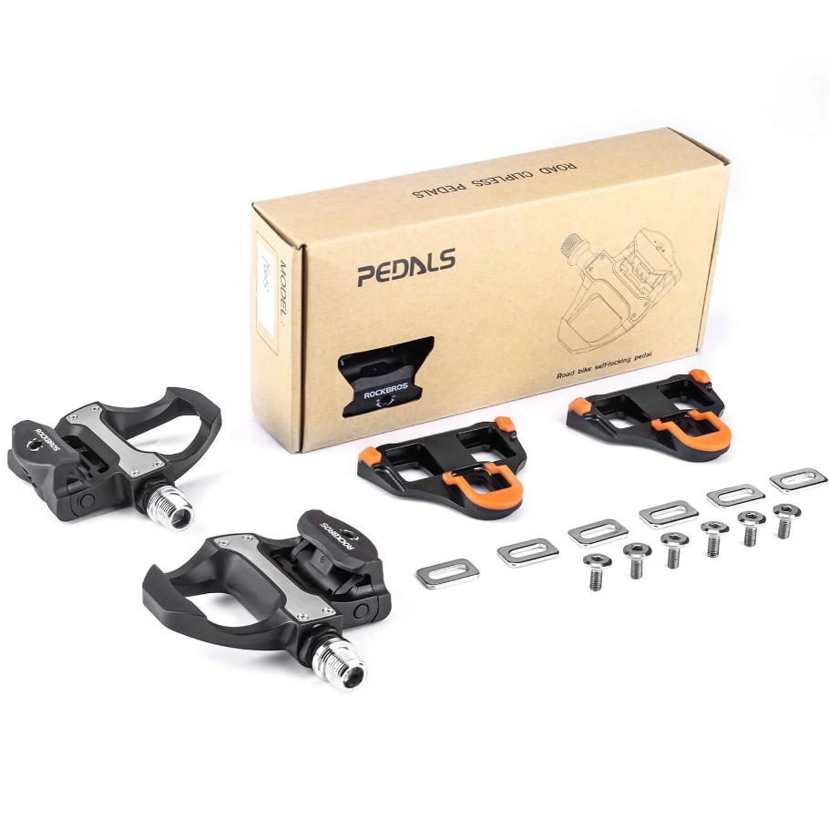 ROCKBROS Pedales SPD tensión ajustable eje de acero CRMO & rodamiento sellado material de nylon robusto incl. clips para bicicleta de carretera competición