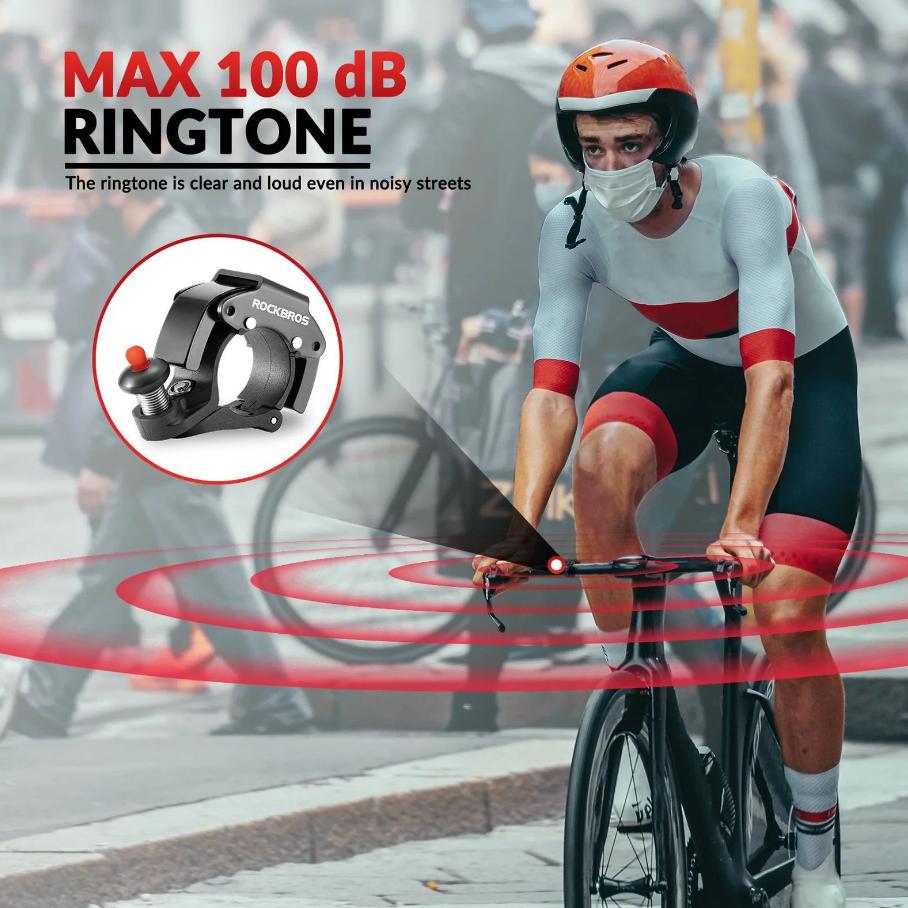 ROCKBROS Campana Bicicleta Avisador 100dB Sonido Fuerte Novedoso Mini Campana Ciclismo en Aleación de Aluminio y Acero Inoxidable de Alta Calidad & Oculta Fácil Instalación