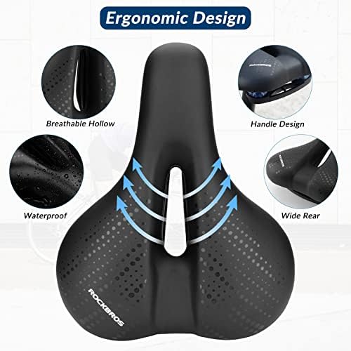 ROCKBROS Sillín de Bicicleta Cómodo Ancho Sillín de Bicicleta Transpirable Hueco Cojín de Espuma Viscoelástica para Bicicleta de Ciudad/Trekking/Carretera/Montaña Hombres Mujeres