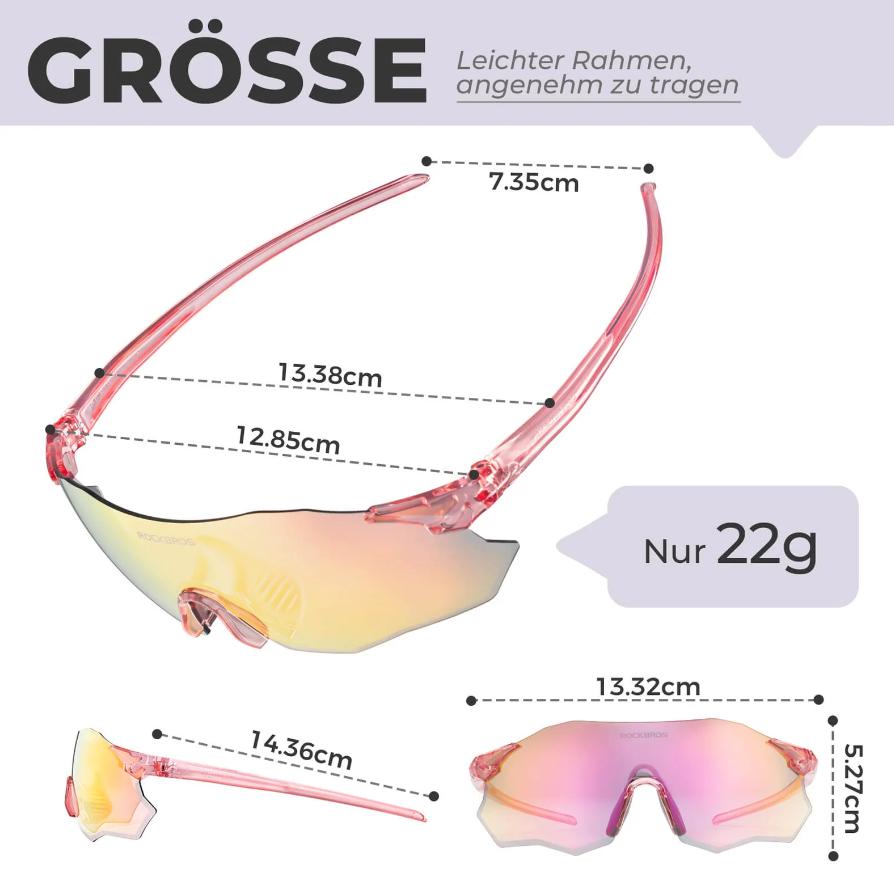 ROCKBROS Gafas de ciclismo Unisex Gafas de sol fotocromáticas Polarizadas Protección UV400 Sin montura Material TR90 22 g Bisagras de doble resorte Almohadillas de silicona antideslizantes Gafas de sol natural material Gafas deportivas