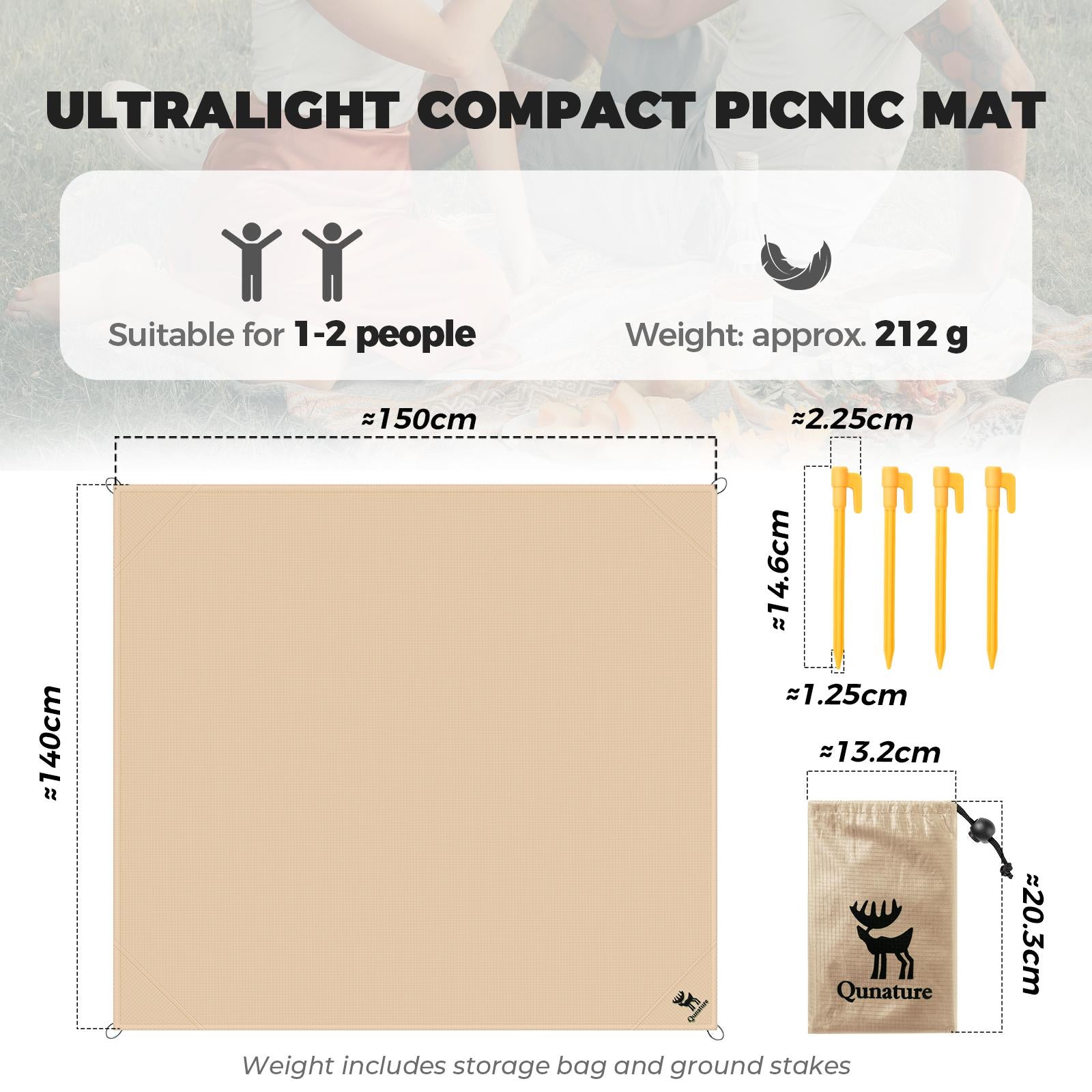 ROCKBROS Manta de picnic mini ligera y plegable – impermeable, a prueba de viento y portátil para acampada, parque, playa, picnic al aire libre – con mosquetón y estacas, compacta y resistente para llevar