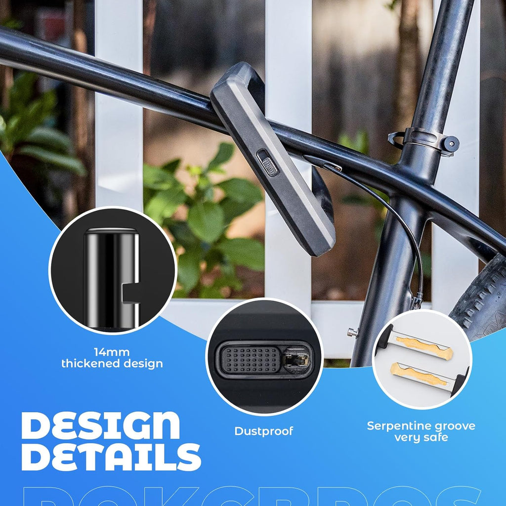 LOCKBROS candado de bicicleta de alta seguridad, candado de cadena de bucle de 14 mm con llave, para e‑bike, bicicleta de carretera y bicicleta de montaña, también apto para motocicleta