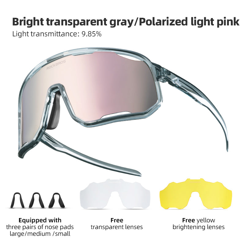 ROCKBROS Gafas de ciclismo Gafas de sol fotocromáticas Protección UV Almohadillas nasales intercambiables Mujeres/hombres