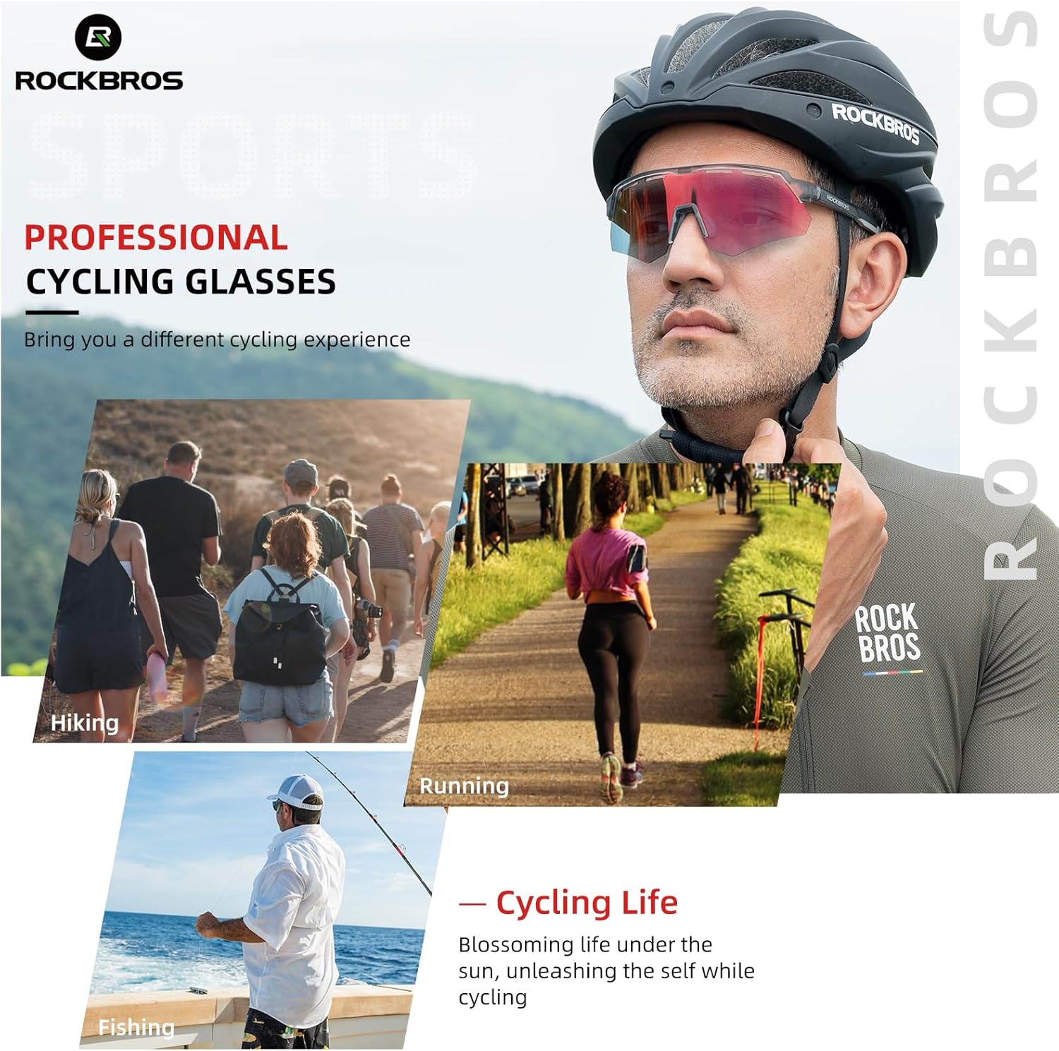 ROCKBROS Gafas de ciclismo Cambio de Color para Miopes Hombres Mujeres Corriendo al aire libre Deportes Bicicleta de carretera Gafas a prueba de viento