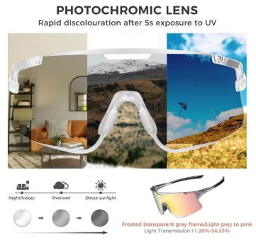 ROCKBROS Road-to-Sky BOUNDLESS Gafas de Ciclismo Fotocromáticas – Cristales & Varillas Intercambiables, TAC Polarizadas & Revestimiento REVO, Protección UV400, Ultraligeras 25g Montura TR, Ergonómicas, Ideales para Ciclismo, Correr, Senderismo & Exterior