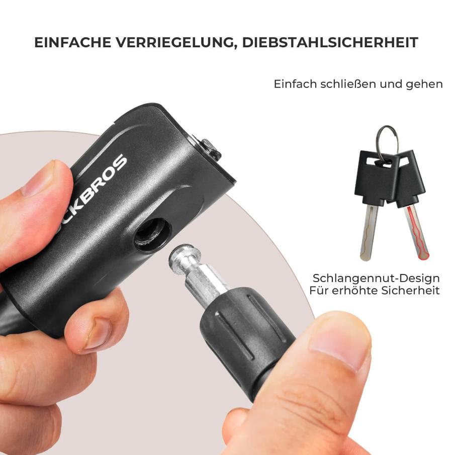 ROCKBROS candado para bicicleta de 110 cm / 11 mm con núcleo de aleación de zinc reforzada y cable de acero 7x7 para alta seguridad y durabilidad