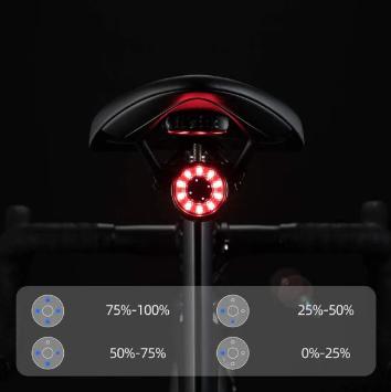 Luz trasera inteligente para bicicleta ROCKBROS Q1, luz de freno LED resistente al agua con 7 colores de iluminación
