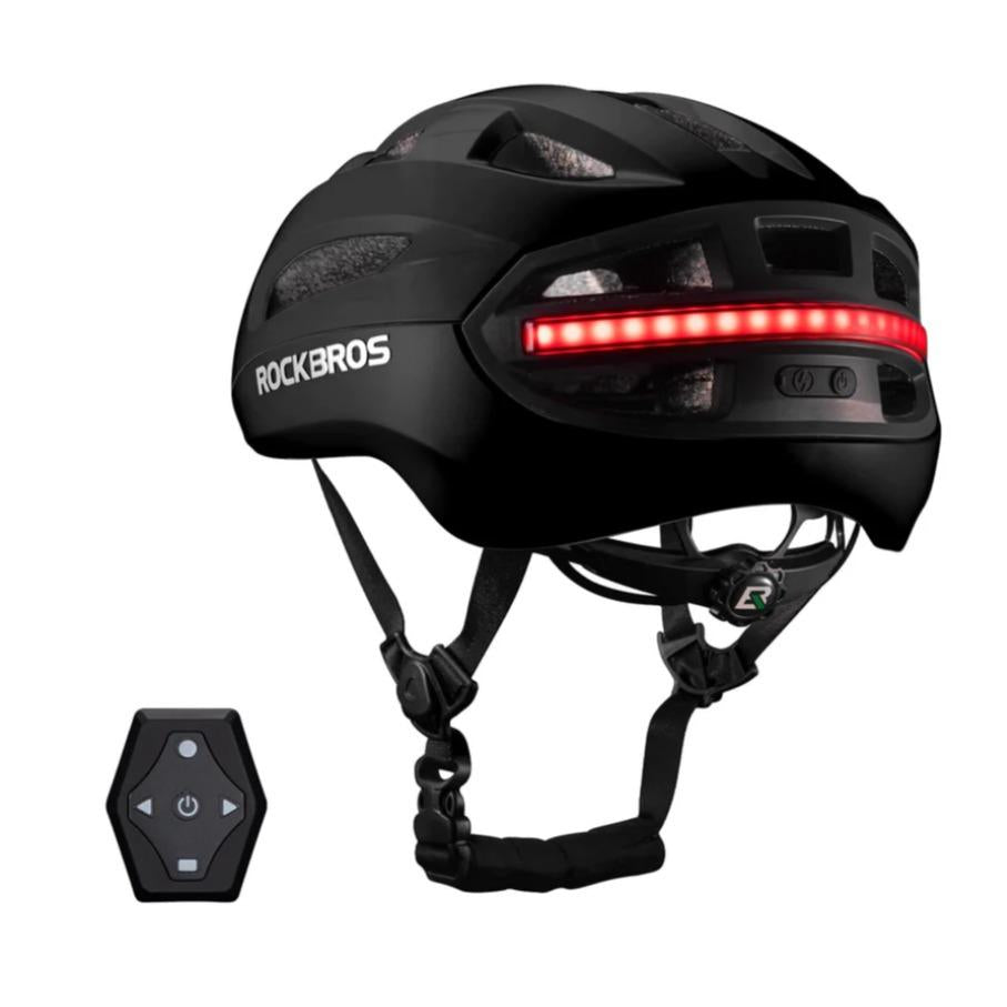 Casco de bicicleta ROCKBROS con luz trasera LED y control remoto – casco para MTB, bicicleta de carretera y e‑bike para mujeres y hombres, casco de seguridad