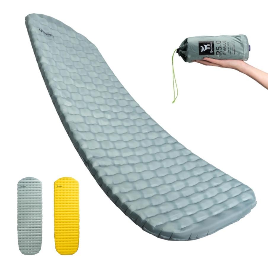 ROCKBROS Qunature colchón inflable/esterilla térmica RS5.0 para camping al aire libre con estructura reflectante 3D y 8 cm de amortiguación