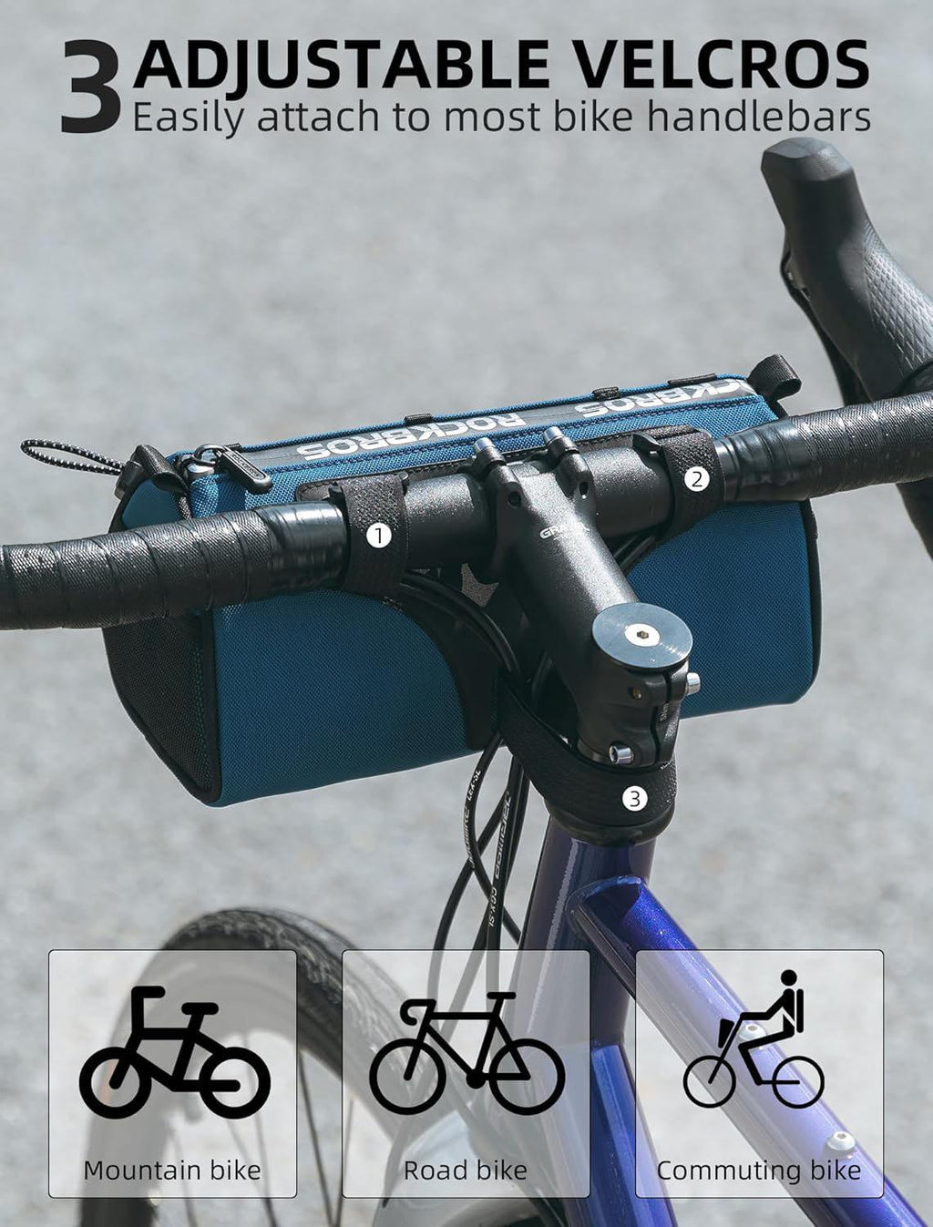 ROCKBROS Bolsa de Manillar Bolsa de Bicicleta Multifuncional Manillar Bolsa de Bicicleta con Correa de Hombro 1,5L