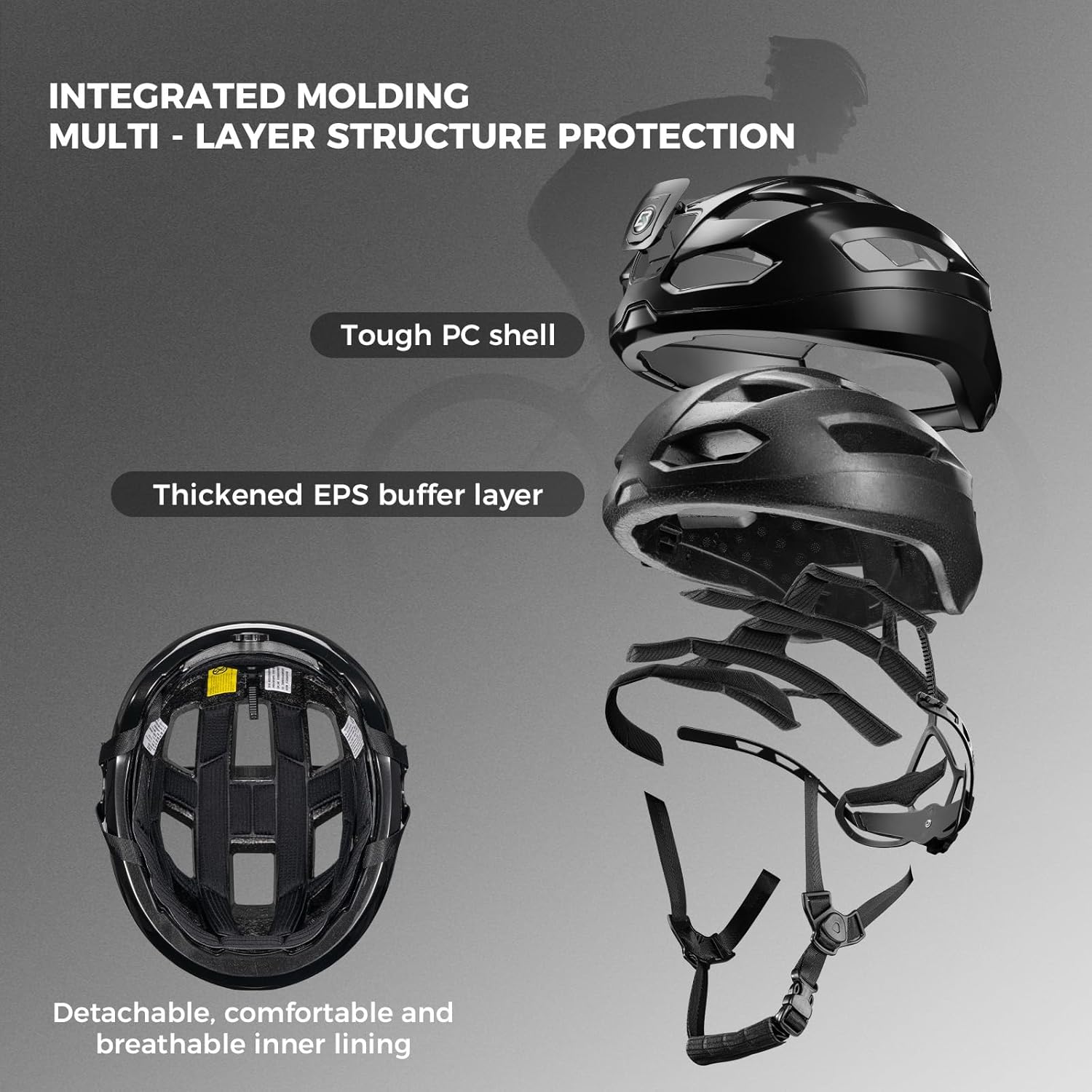 Casco de bicicleta ROCKBROS con luz trasera LED y control remoto – casco para MTB, bicicleta de carretera y e‑bike para mujeres y hombres, casco de seguridad