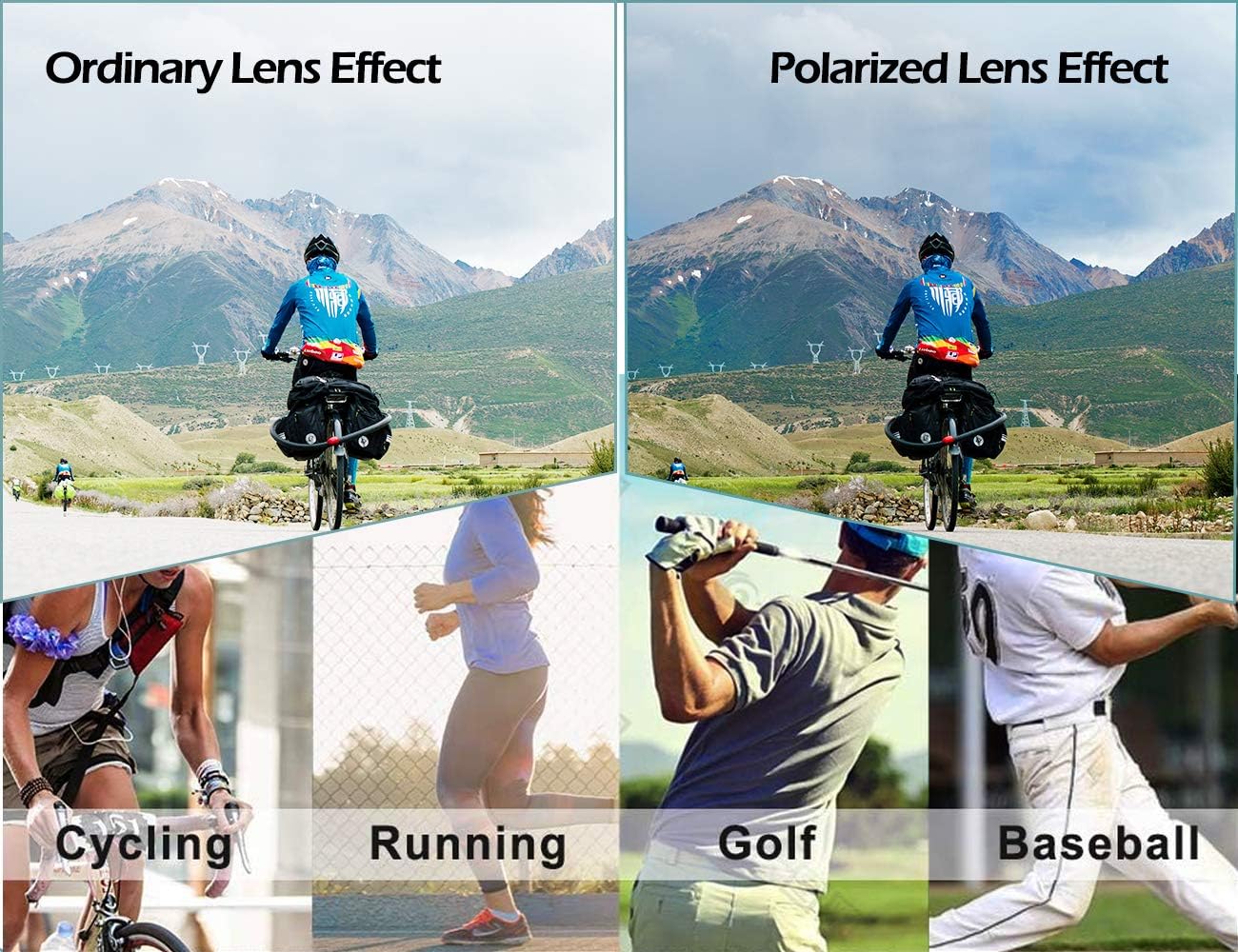 Gafas de ciclismo ROCKBROS polarizadas con 5 lentes intercambiables para mujer y hombre, gafas deportivas para bicicleta, aptas para deportes al aire libre como ciclismo, correr y pesca; gafas de ciclismo estilo ciervo