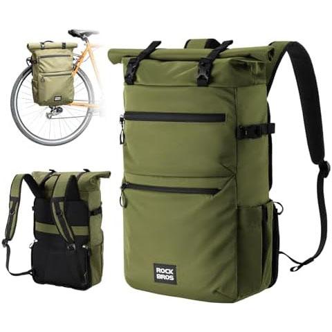 ROCKBROS Bolsa de Bicicleta 3 en 1 para Portaequipajes 11-16L de Capacidad, Bolsa de Ciclismo Multifuncional como Bolsa de Portaequipajes para Bicicleta, Mochila, Bolso Bandolera con Compartimento para Portátil Negro