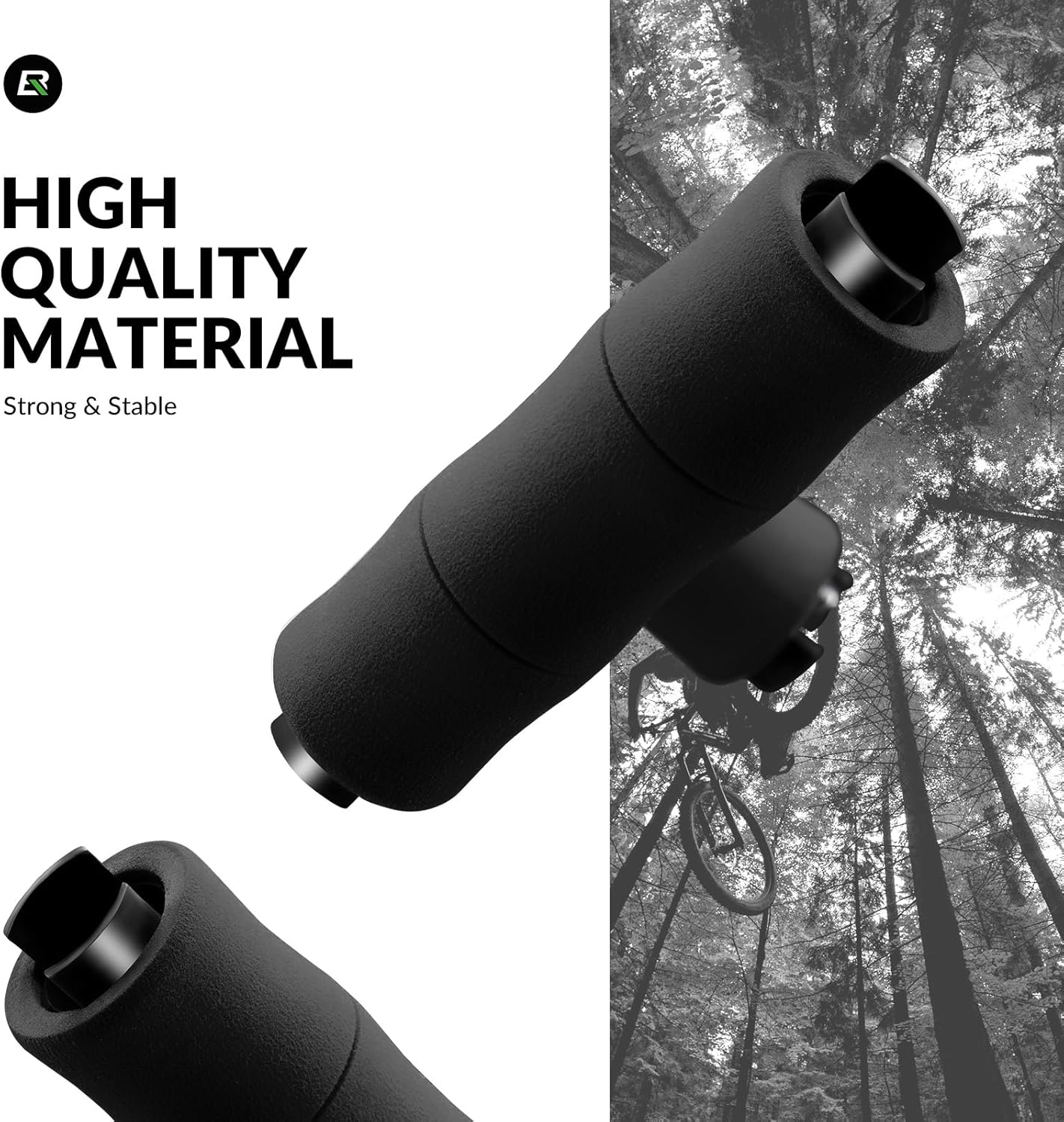 ROCKBROS manopla de bicicleta antideslizante de esponja EVA con diseño de bloqueo de aluminio, manopla para scooter y manopla para barra de dirección, manopla de bicicleta para MTB, bicicleta de carretera y trekking, e‑bike, 22 mm