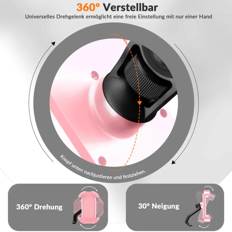 ROCKBROS Soporte Móvil Bicicleta & Moto – Rotación 360°, Antigolpes & Seguro, para Smartphones 4.7–7 Pulgadas, Fácil Instalación Material EVA Resistente Puerto de Carga Compatible con Teléfonos, Ideal E-Bike, Bicicleta de Carretera, MTB, Urbano