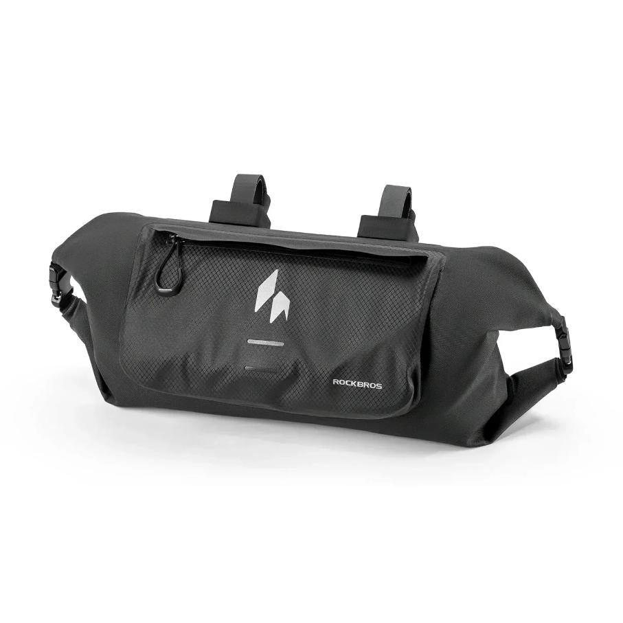 ROCKBROS bolsa de bicicleta impermeable, bolsa de manillar 8 L AS-154 RideMate con volumen extensible y fijación de 3 puntos para gravel, MTB y bicicletas plegables