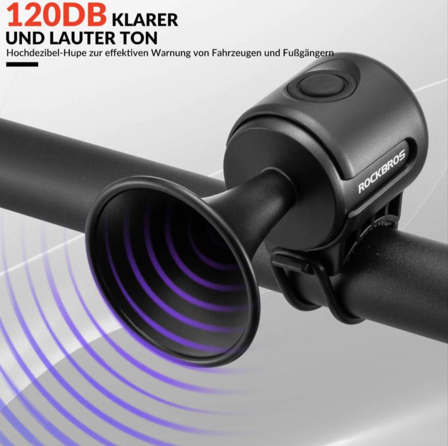 ROCKBROS campana eléctrica para bicicleta – 120 dB de sonido, recargable por USB e impermeable IPX4 para tu seguridad, perfecta para bicicleta eléctrica, MTB y bicicleta infantil #Fahrradgadget #TikTokGadget #Fahrradklingel