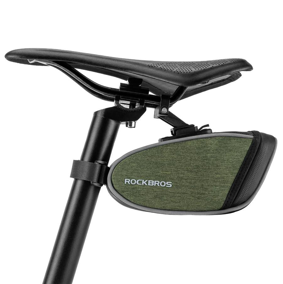 ROCKBROS Bolsa de Sillín Impermeable 2024 nuevo estilo 0.45L capacidad de almacenaje con cinta de fijación y franja reflectante para bicicletas de carretera