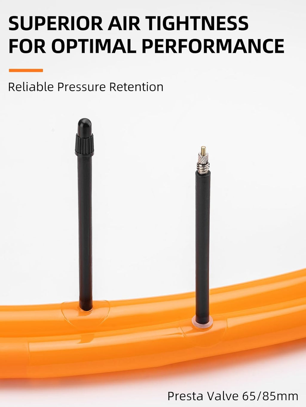 ROCKBROS Tubo de bicicleta 700C 35 g TPU para bicicleta de carretera con válvula Presta 65 mm/85 mm, compatible con 700 x 18/23/25/28/30/32 C