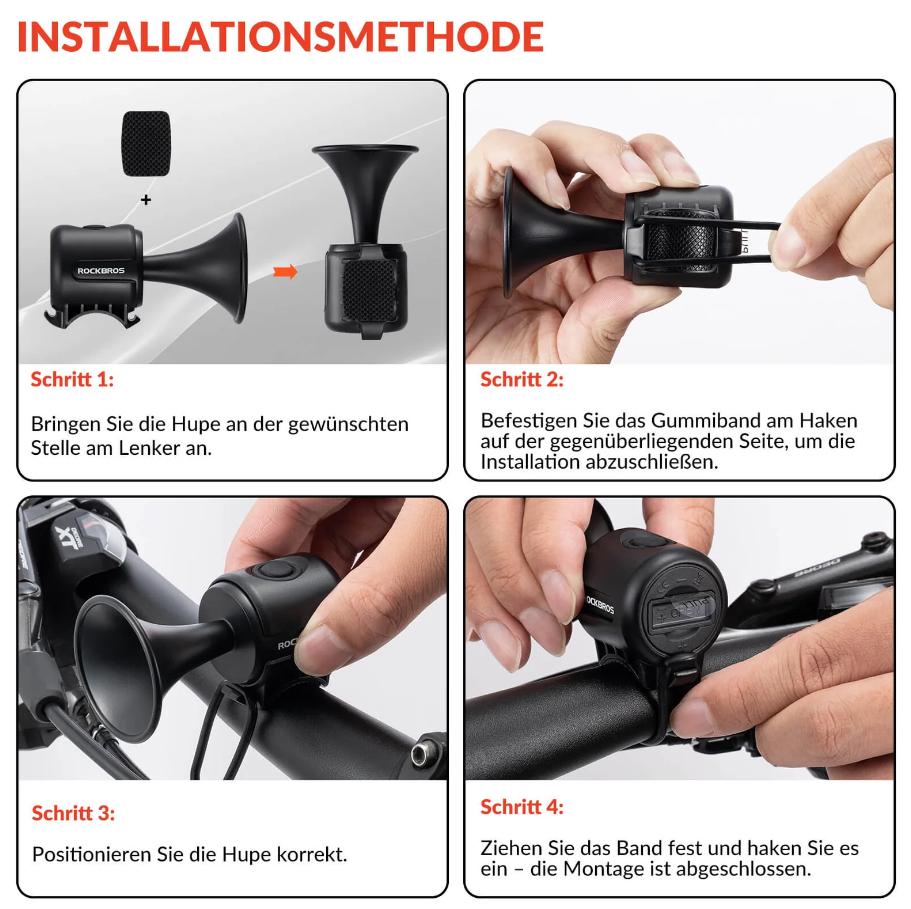 ROCKBROS campana eléctrica para bicicleta – 120 dB de sonido, recargable por USB e impermeable IPX4 para tu seguridad, perfecta para bicicleta eléctrica, MTB y bicicleta infantil #Fahrradgadget #TikTokGadget #Fahrradklingel