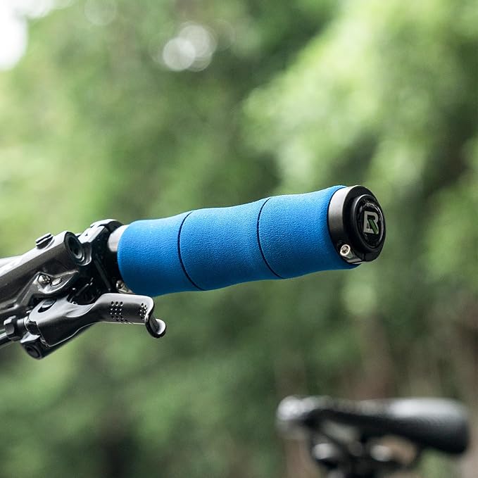 ROCKBROS manopla de bicicleta antideslizante de esponja EVA con diseño de bloqueo de aluminio, manopla para scooter y manopla para barra de dirección, manopla de bicicleta para MTB, bicicleta de carretera y trekking, e‑bike, 22 mm