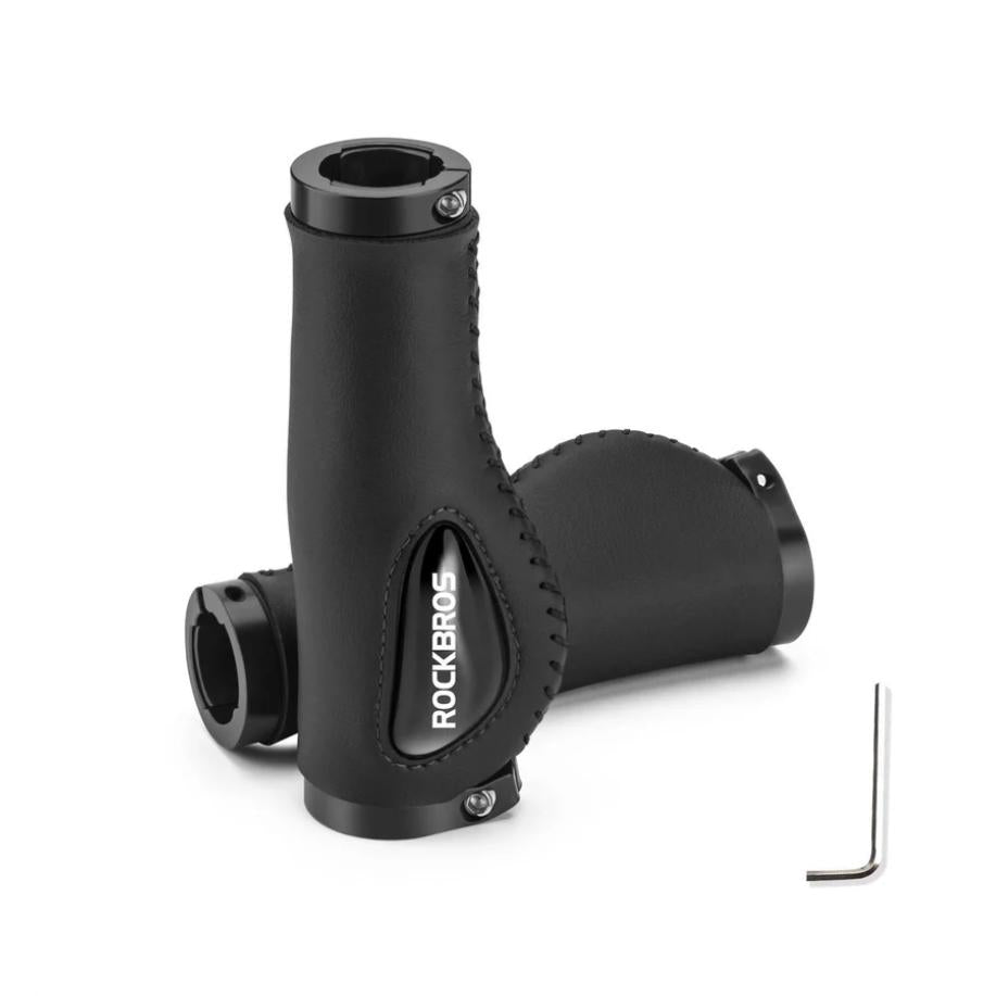 ROCKBROS empuñaduras de cuero MEGA COMODIDAD & protección del muñeco estilosas & ergonómicas empuñaduras de bicicleta para manillares de 22,2 mm MTB city bike e-bike universales para city, trekking & e-bike el tuning de bicicleta con efecto cuero