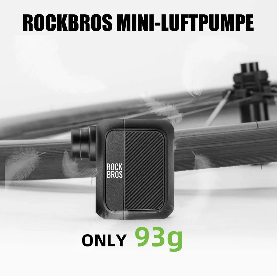 ROCKBROS AS110 mini bomba de aire a batería: 120 PSI, presión Turbo, más pequeña #E-Pumpe, USB-C de carga rápida.Tu salvavidas para llevar, larga autonomía para impresiones óptimas y diseño portátil para #Rennrad, #MTB & #Ebike
