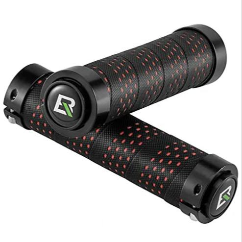 ROCKBROS Antideslizantes y con amortiguación de impactos, empuñaduras de manillar para bicicleta, diseño lock-on para MTB, carretera y e‑bike, en negro/rojo/azul/multicolor