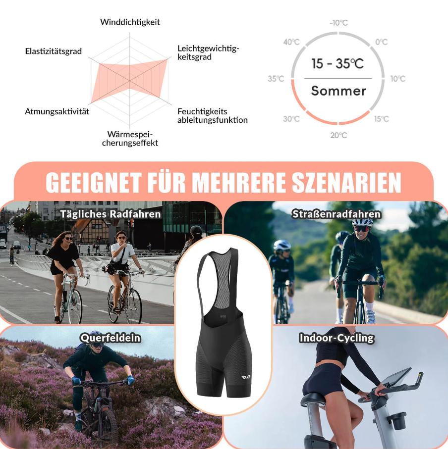ROCKBROS TVI pantalón corto de ciclismo para mujer con tirantes, acolchado, de secado rápido, ajuste elástico y transpirable, para viajes intensos, con acolchado de esponja de alta densidad y bolsillos elásticos