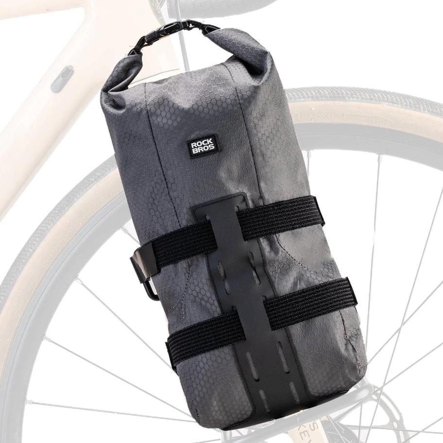 ROCKBROS Bolsa de Portaequipajes para Horquilla Delantera de 2,7 L, Impermeable, Material TPU, Diseño de Cierre enrollable, 4 Litros, Incluye Correa de 79,5 cm, Ligera y Compacta