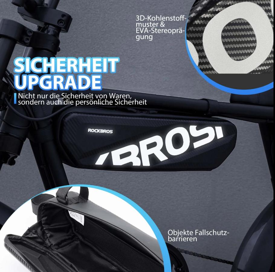ROCKBROS Bolsa de Bicicleta Marco Bicicleta Bolsa Impermeable Manillar Bolsa 4.5L Negro