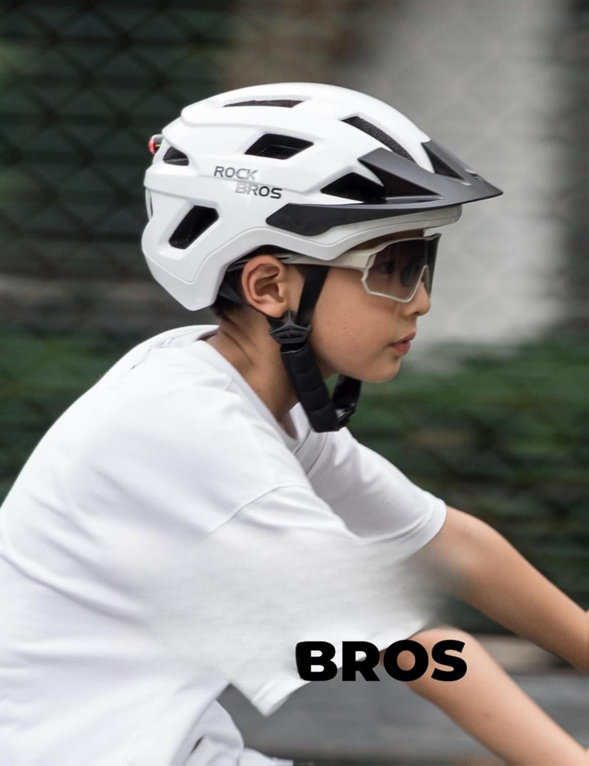 ROCKBROS casco de bicicleta certificado CE para jóvenes y niños con visera desmontable ajuste profundo seguro para MTB BMX descenso en bicicleta y patinaje con ventilación a 360 grados