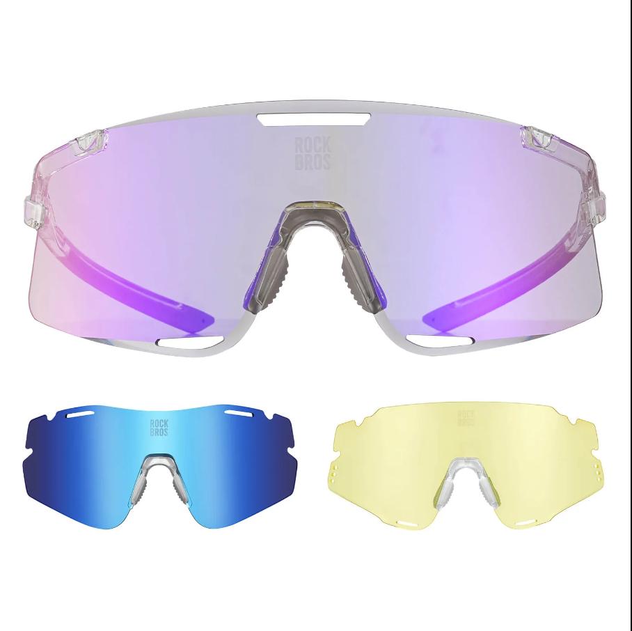 ROCKBROS Road-to-Sky BOUNDLESS Gafas de Ciclismo Fotocromáticas – Cristales & Varillas Intercambiables, TAC Polarizadas & Revestimiento REVO, Protección UV400, Ultraligeras 25g Montura TR, Ergonómicas, Ideales para Ciclismo, Correr, Senderismo & Exterior